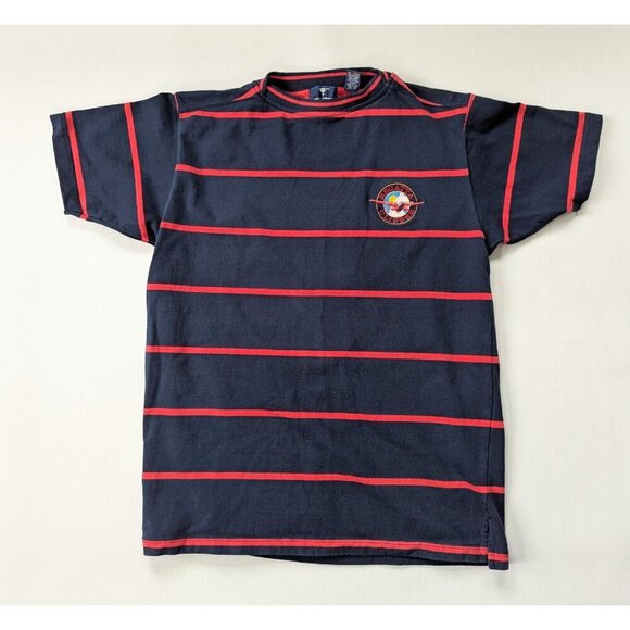 Vintage Regatta Sports Clipper Men's Striped T-Shirt With Embroidered Badge Sz L - Picture 1 of 8